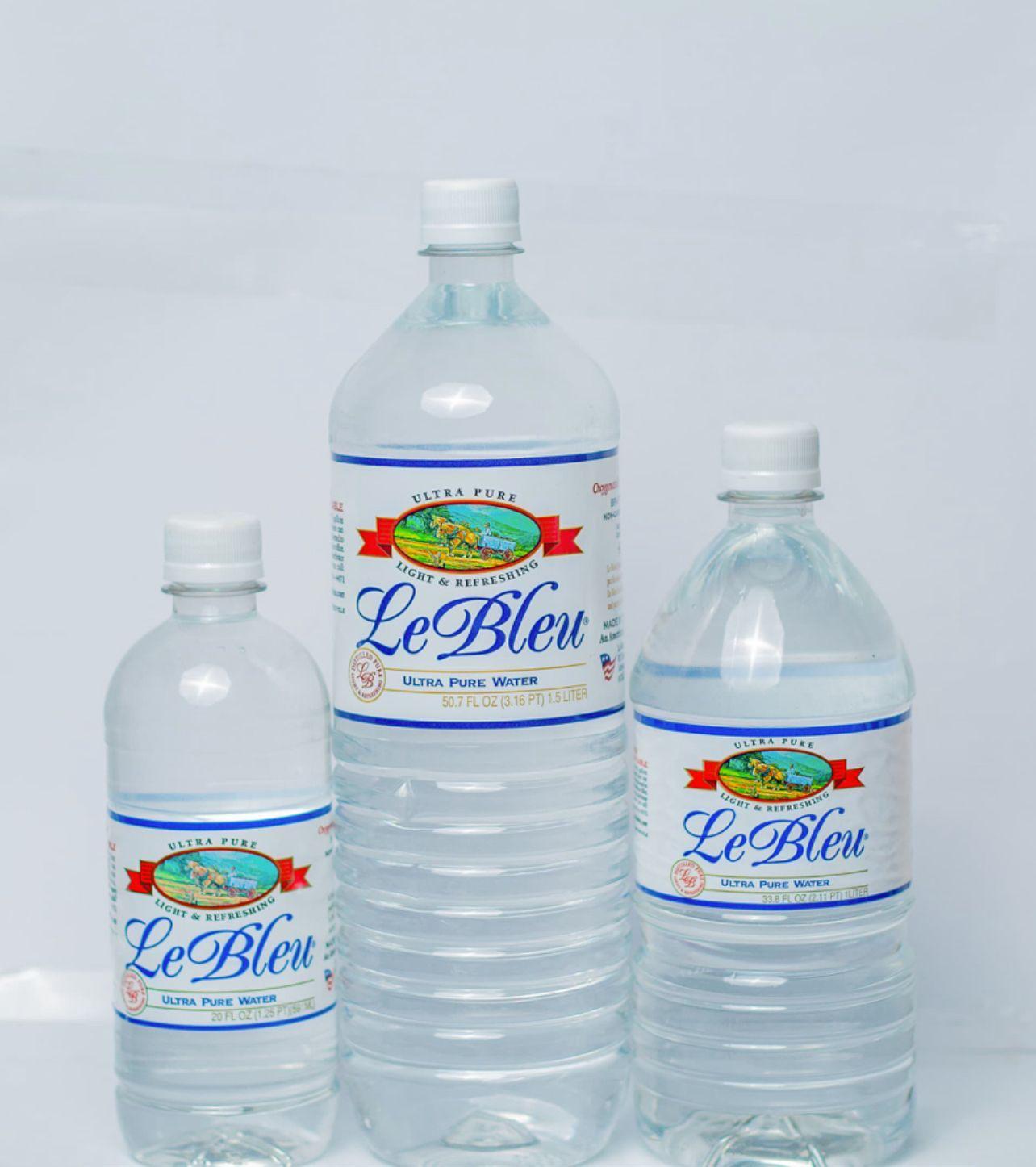 Le Bleu water bottles and splash